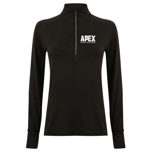 Apexprofitness - Ladies Long Sleeve Zip Neck Performance Top Thumbnail
